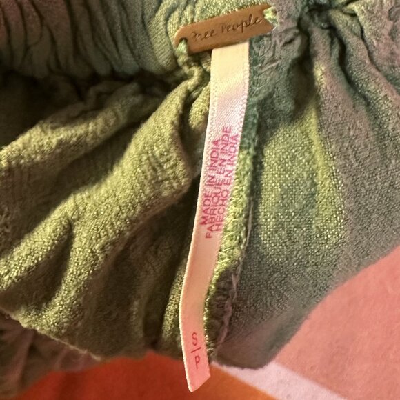 Free People Linen Drawstring Pant Green - S - Picture 3 of 3